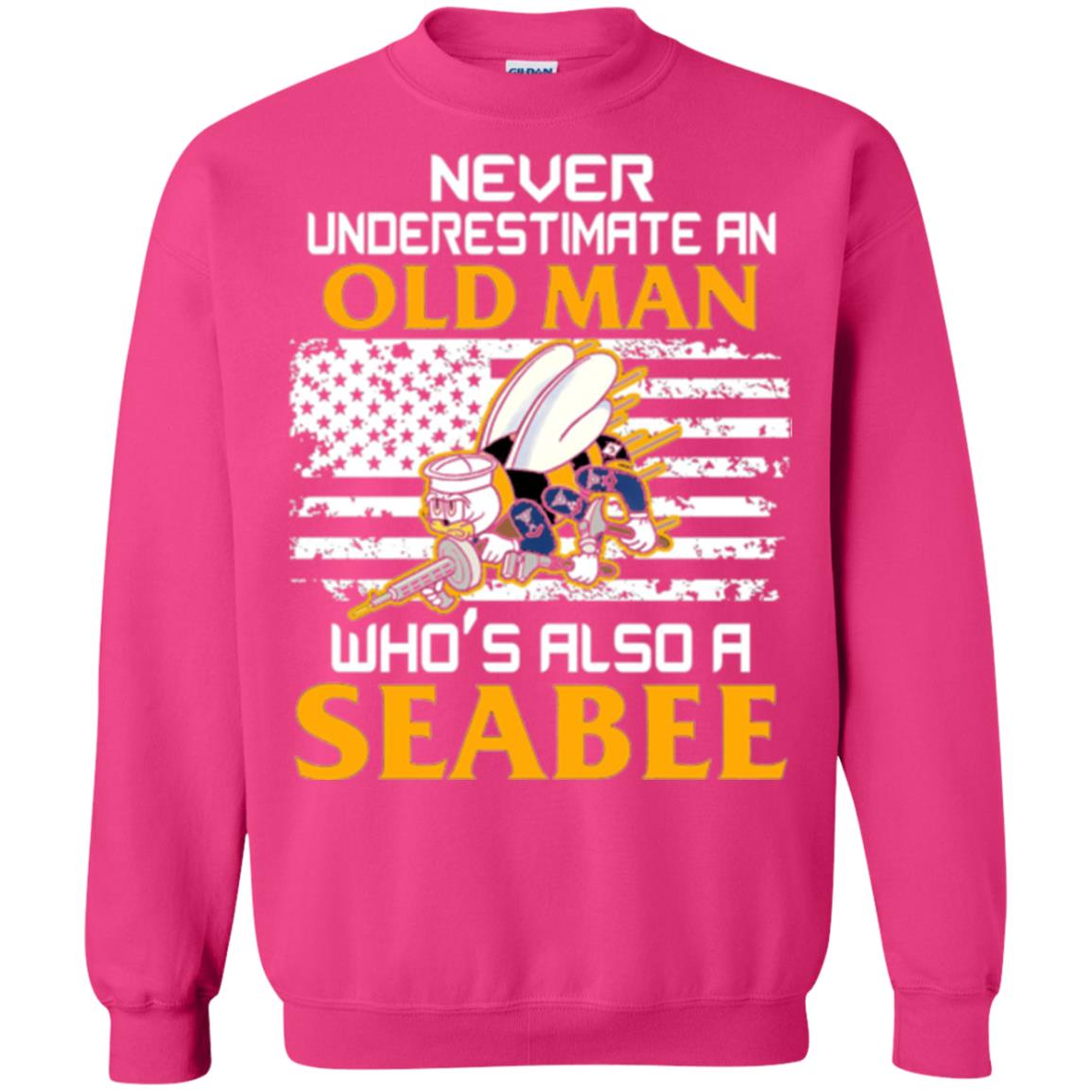 Navy Seabee Veteran T-shirt Never Underestimate An Old Man Heliconia