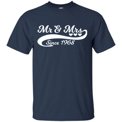 Mr And Mrs Since 1968 50th Wedding Anniversary T-shirt Navy