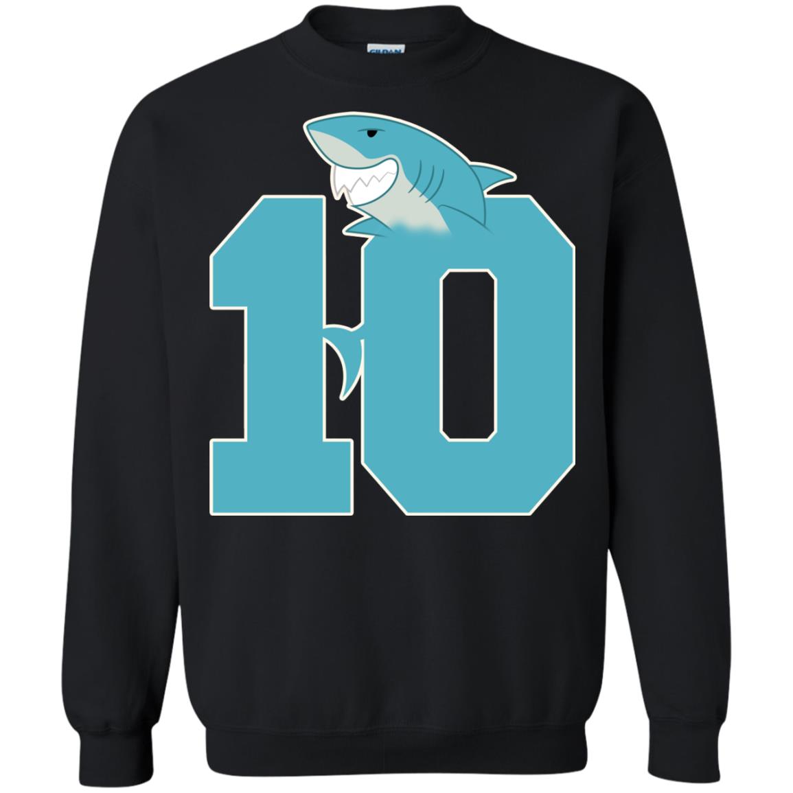 10th Birthday Shark Party ShirtG180 Gildan Crewneck Pullover Sweatshirt 8 oz.