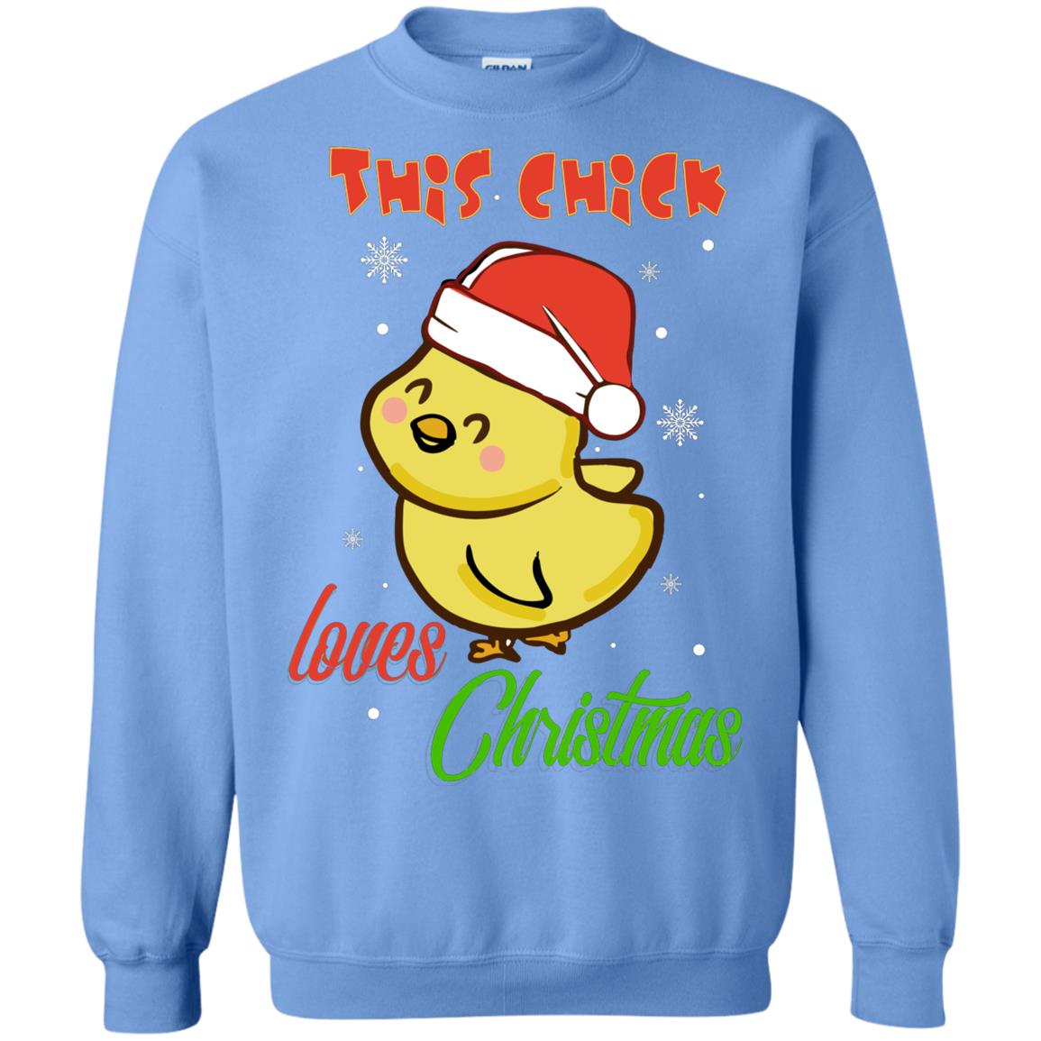 This Chicks Loves Christmas X-mas Gift Shirt Carolina Blue