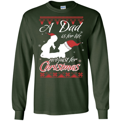 Family T-Shirt A Dad Is For Life Not Just For Christmas Forest Green