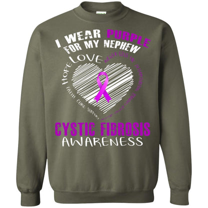 Cystic Fibrosis Awareness T-shirt I Wear Purple Military Green