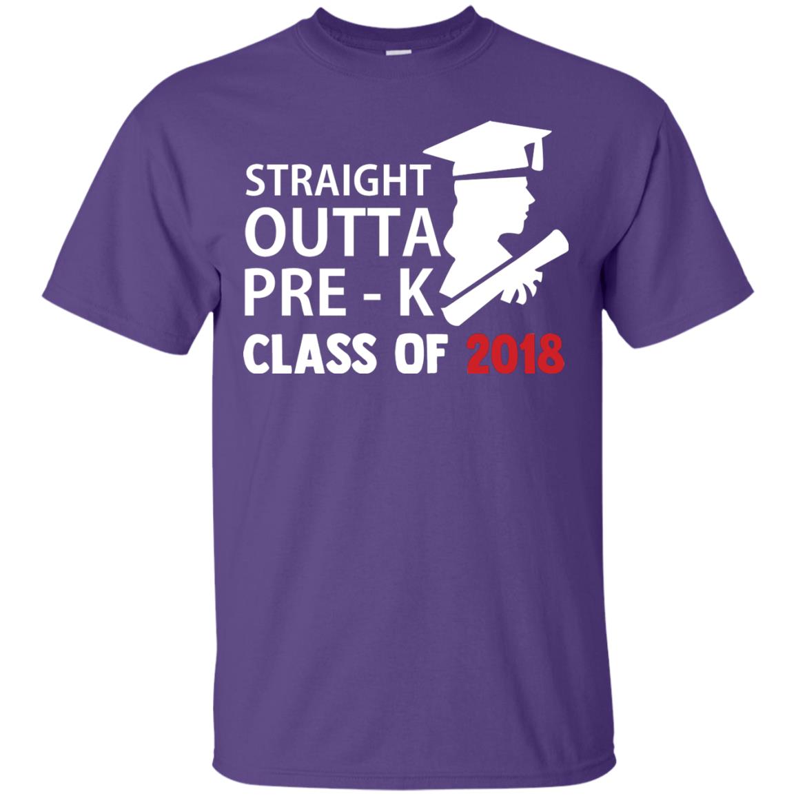 Straight Outta Pre-k Class Of 2018 Preschool Graduation Shirt Purple