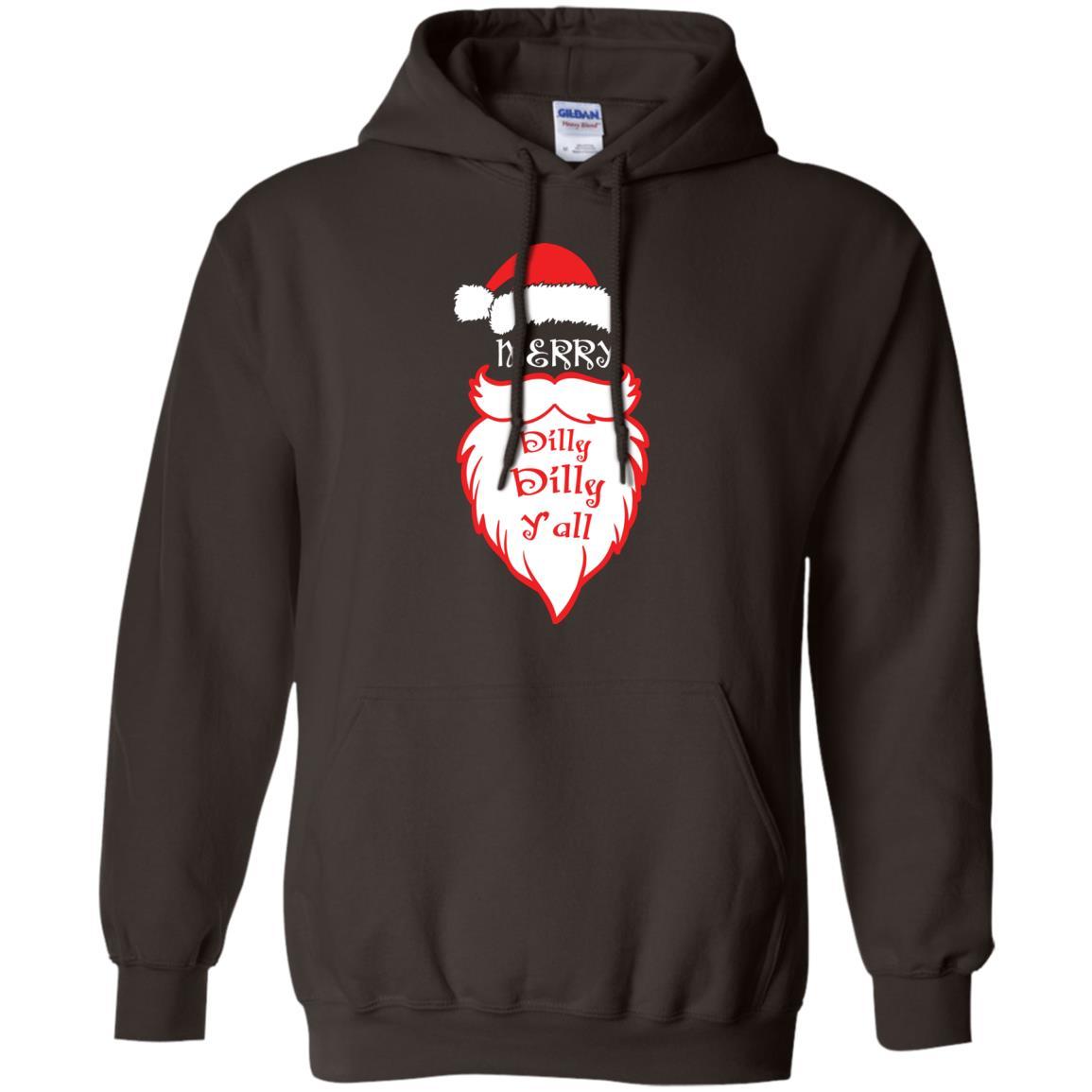 Christmas T-shirt Merry Dilly Dilly Y'all Dark Chocolate