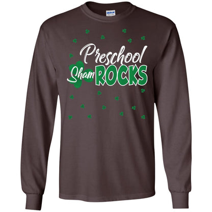 Preschool Shamrocks St. Patrick_s Day School T-shirt Dark Chocolate