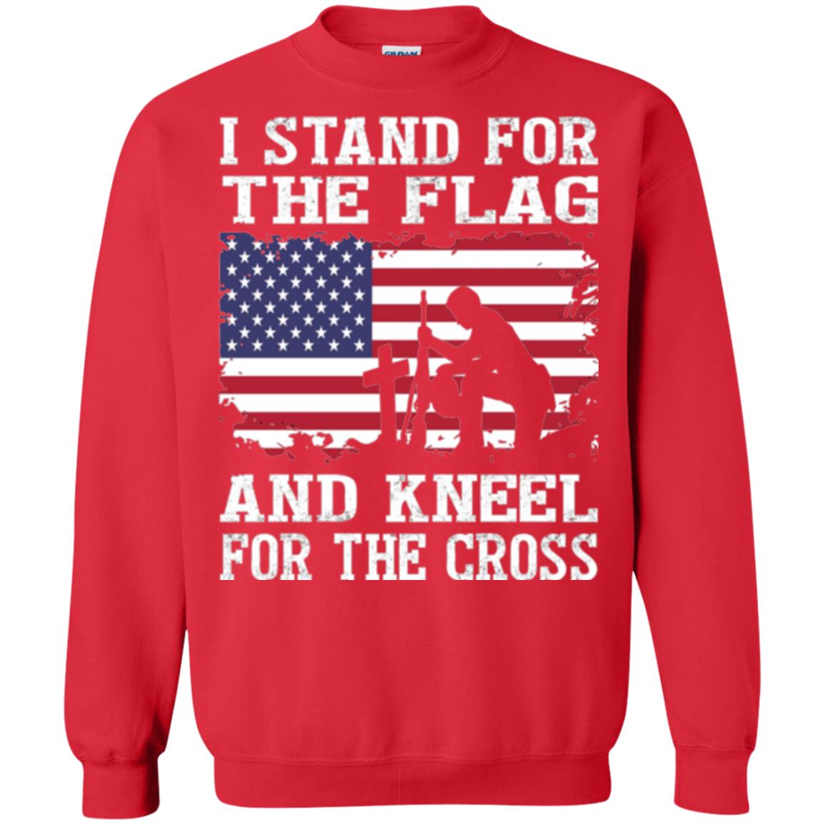 Miiitary T-shirt Stand For The Flag And Kneel For The Cross Red