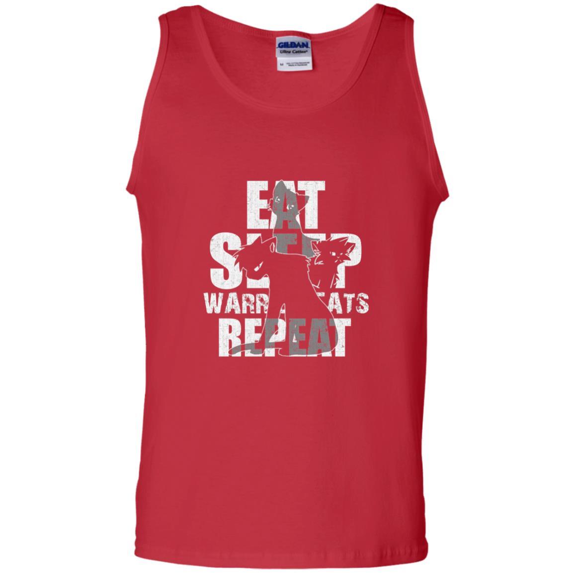 Cat Lover T-shirt Eat Sleep Warrior Cats Repeat Red
