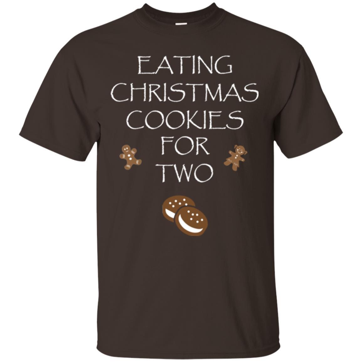 Christmas T-shirt Eating Christmas Cookies For Two Dark Chocolate