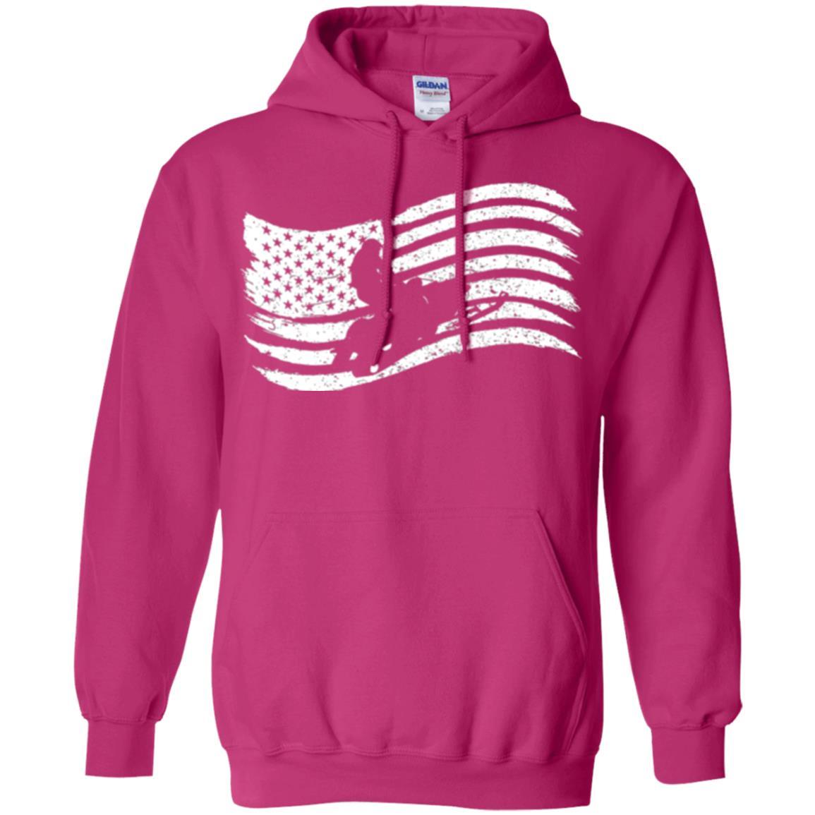 Snowmobile Rider T-shirt American Flag Heliconia