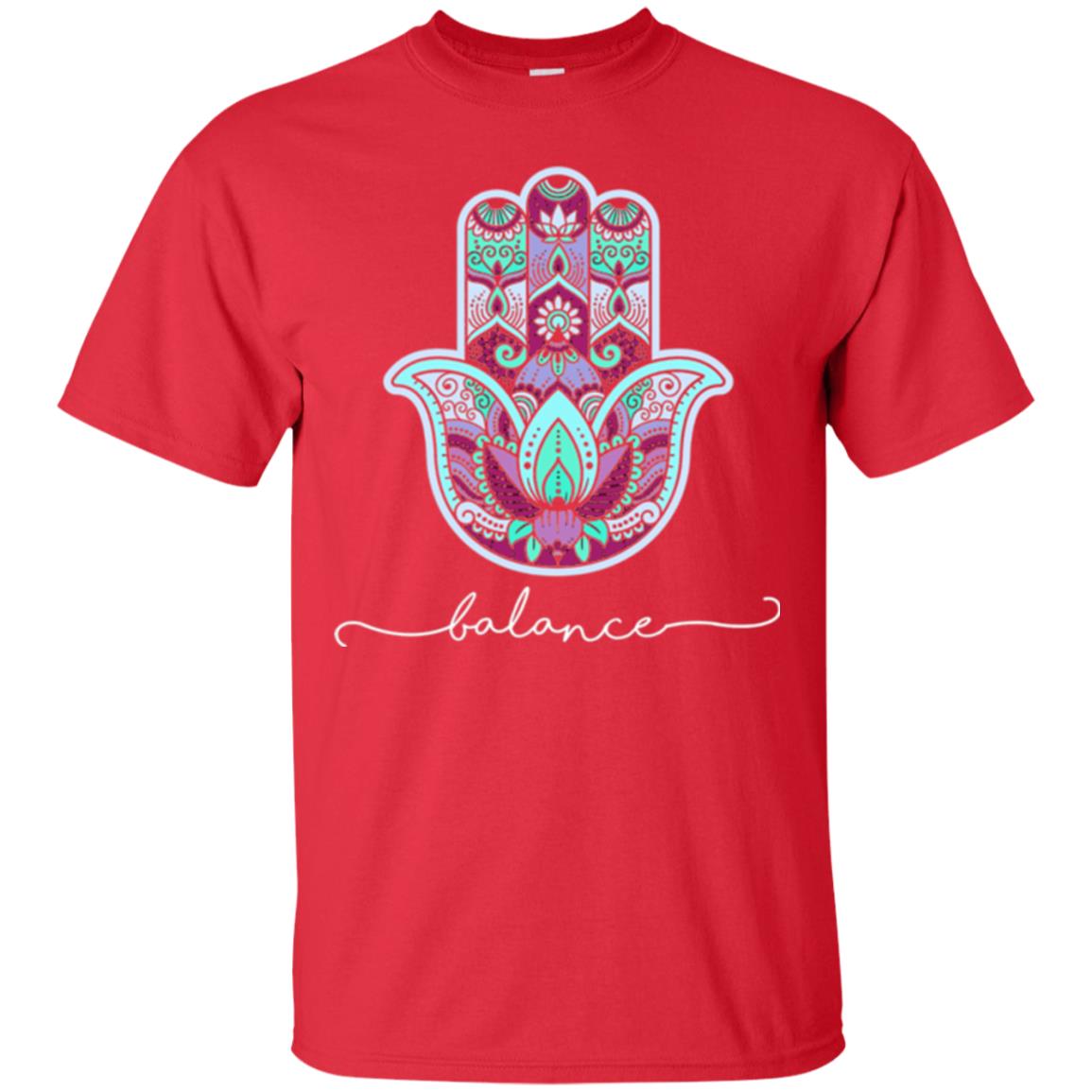 Balance Yoga Gym Hamsa T-shirt Red