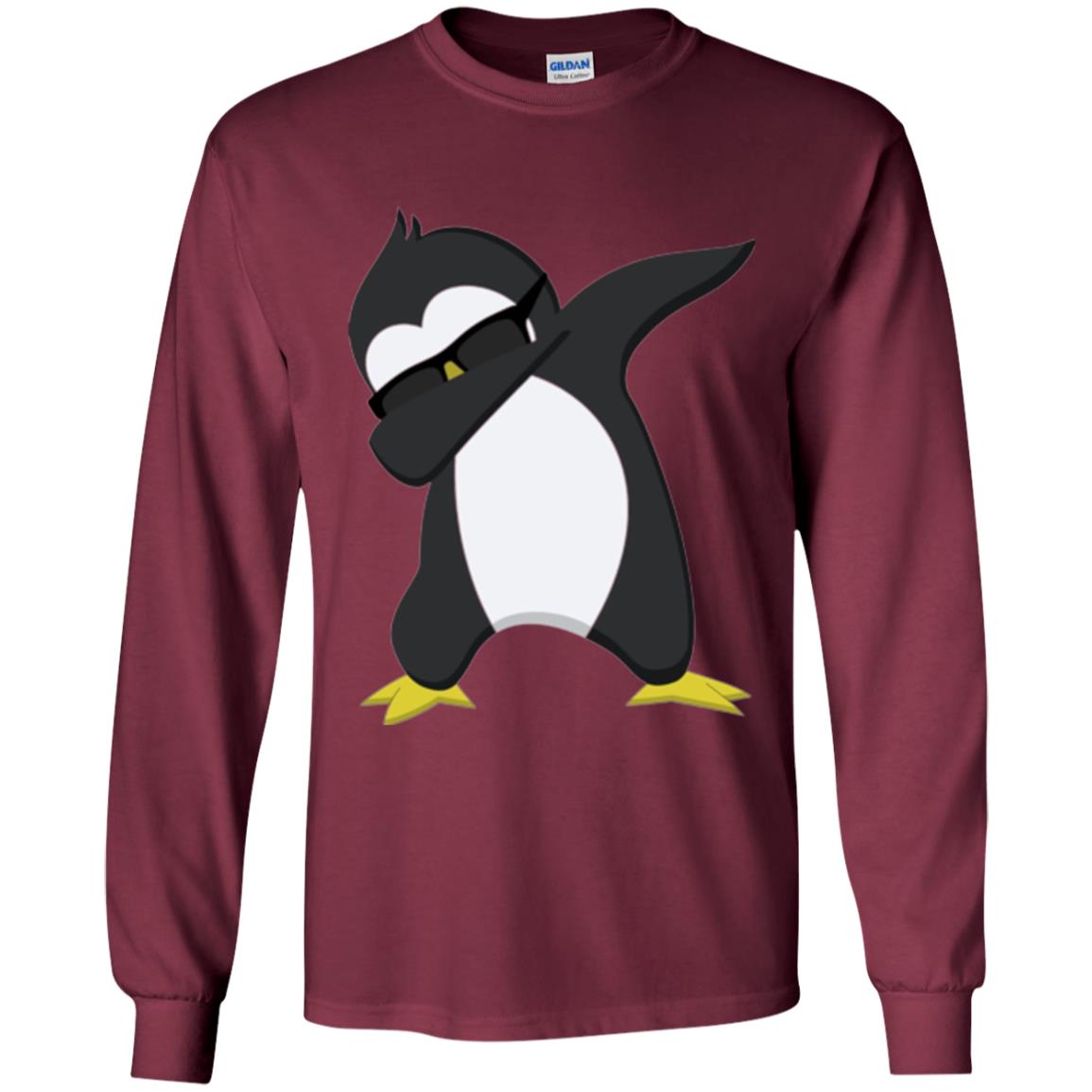 Chirstmas T-shirt Dabbing Penguin Maroon