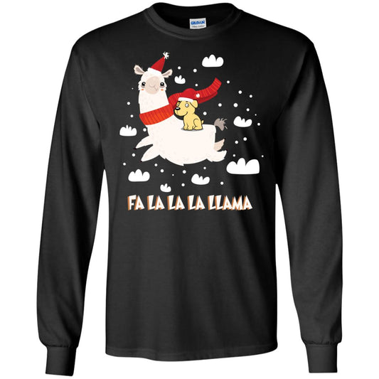 Fa La La La Llama With Labrador X-mas Gift Shirt Black