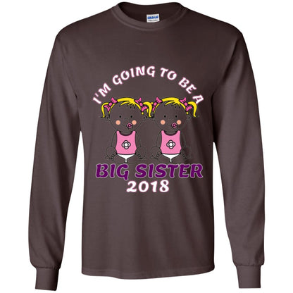 Family T-shirt I_m Going To Be A Big Sister Of Twins 2018 Dark Chocolate