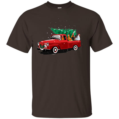 Chickens On Car Merry Christmas Gift Shirt For Mens Womens Dark Chocolate