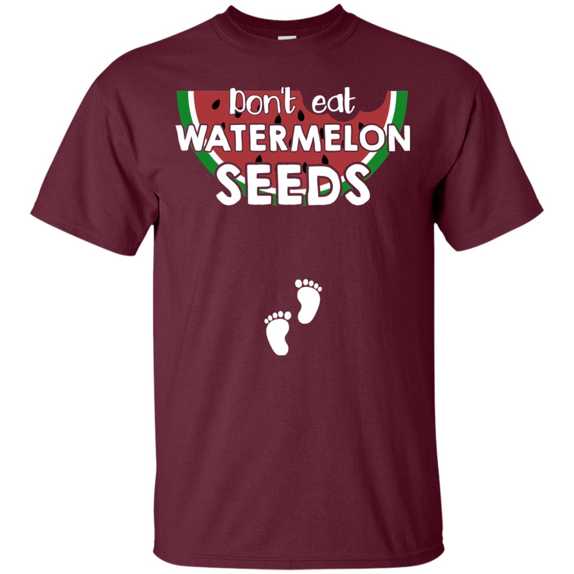 Don_t Eat Watermelon Seeds Pregnancy Announcement Shirt Maroon