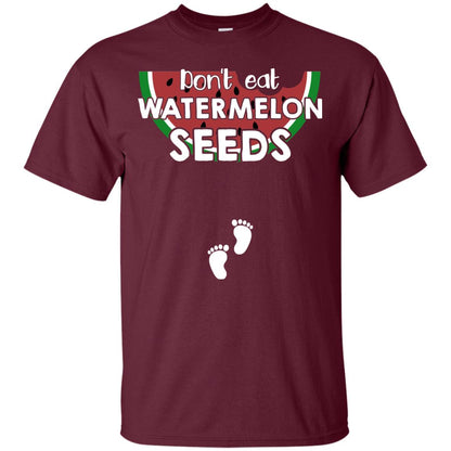Don_t Eat Watermelon Seeds Pregnancy Announcement Shirt Maroon
