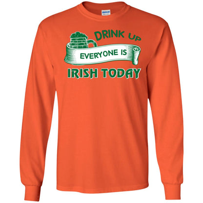 Saint Patrick's Day T-shirt Drink Up Everyone Is Irish Today Orange
