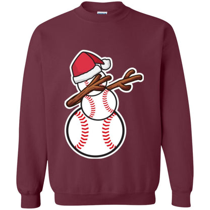 Christmas T-shirt Dabbing Snowman Baseball Maroon