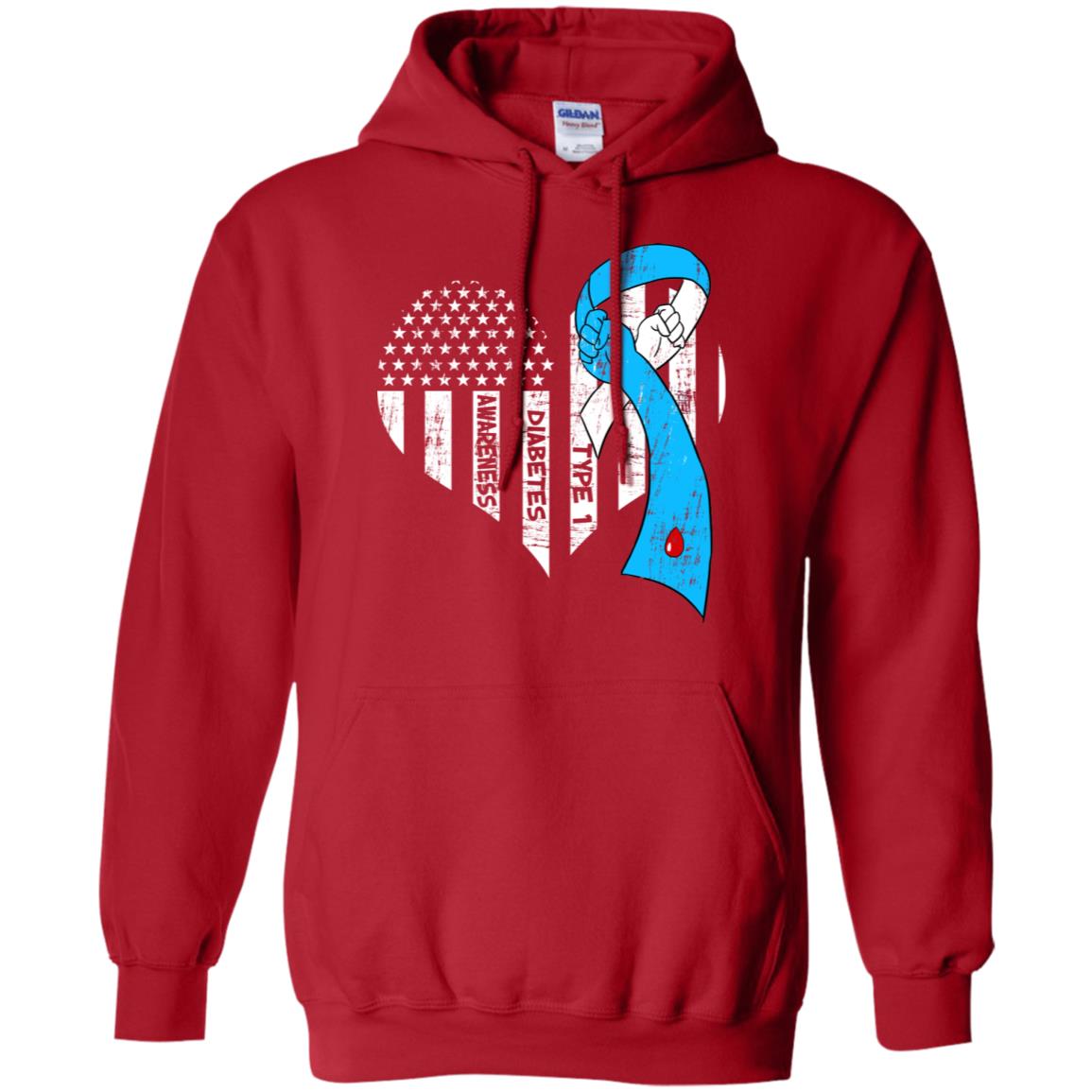 Diabetes Awareness Type 1 Ribbon Flag Shirt Red