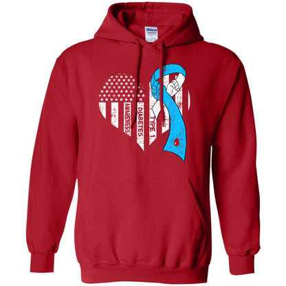 Diabetes Awareness Type 1 Ribbon Flag Shirt Red