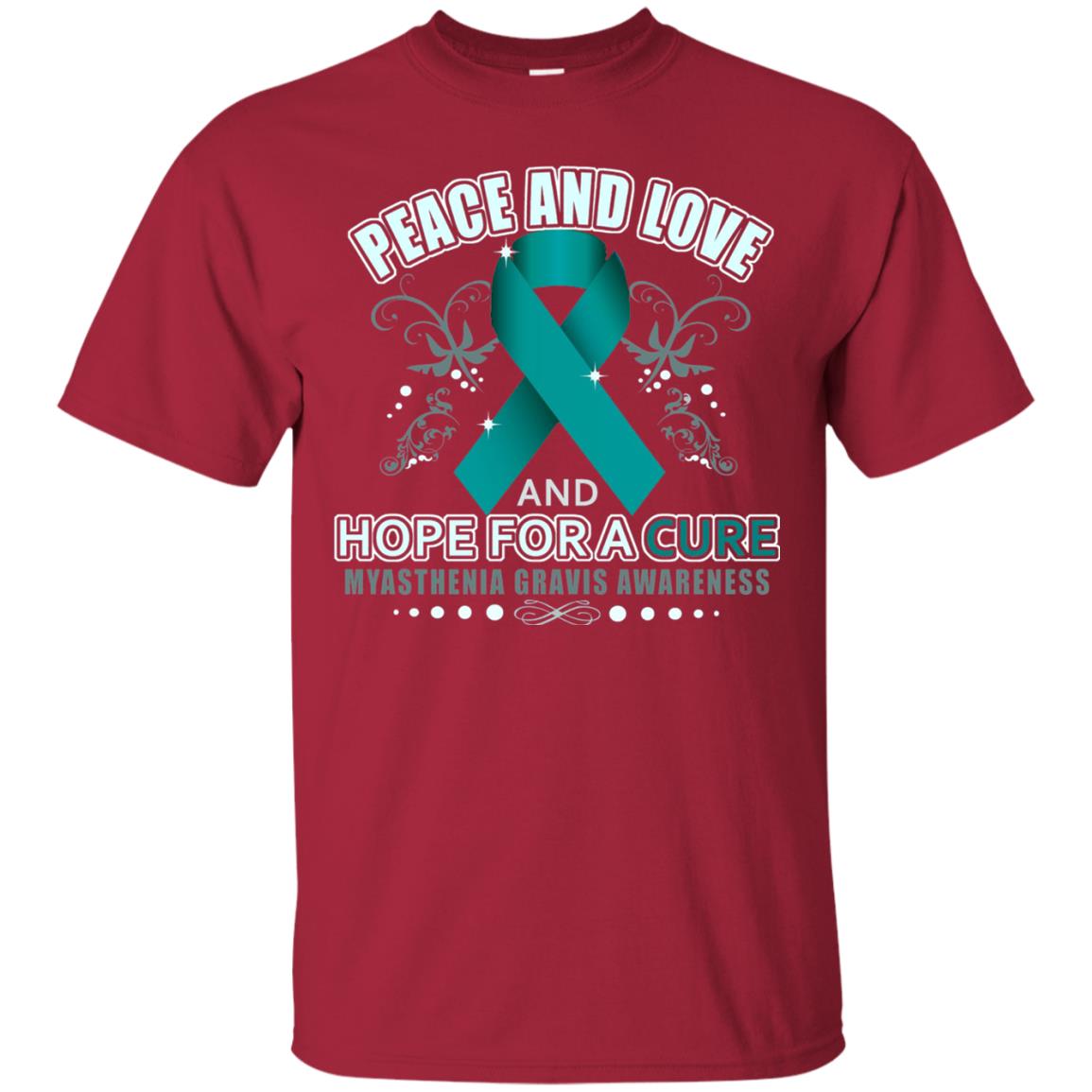 Myasthenia Gravis Awareness T-shirt Peace Love And Hope Cardinal