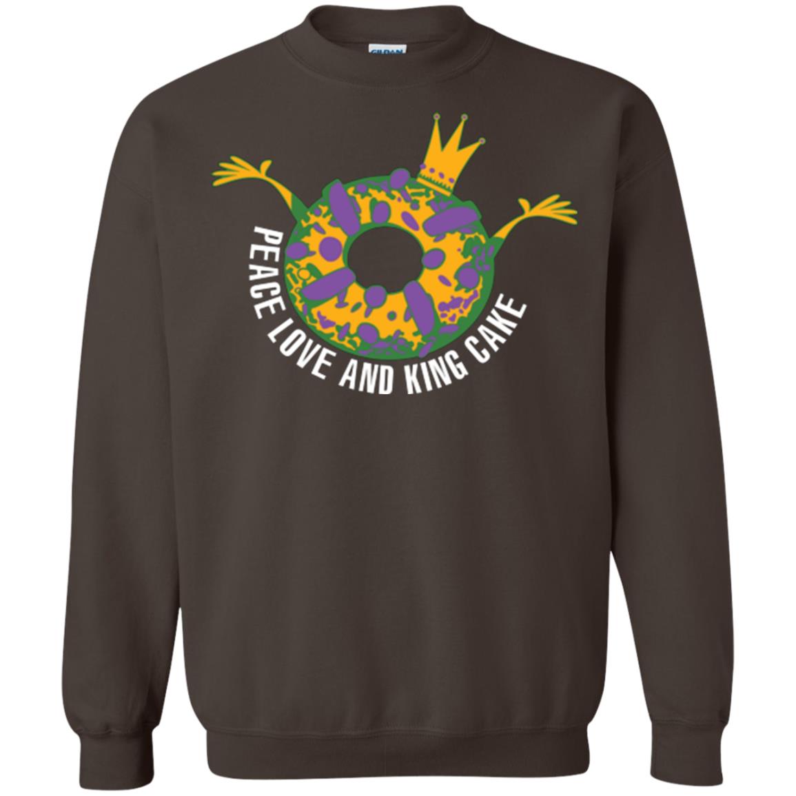 Mardi Gras T-shirt Peace Love And King Cake Dark Chocolate