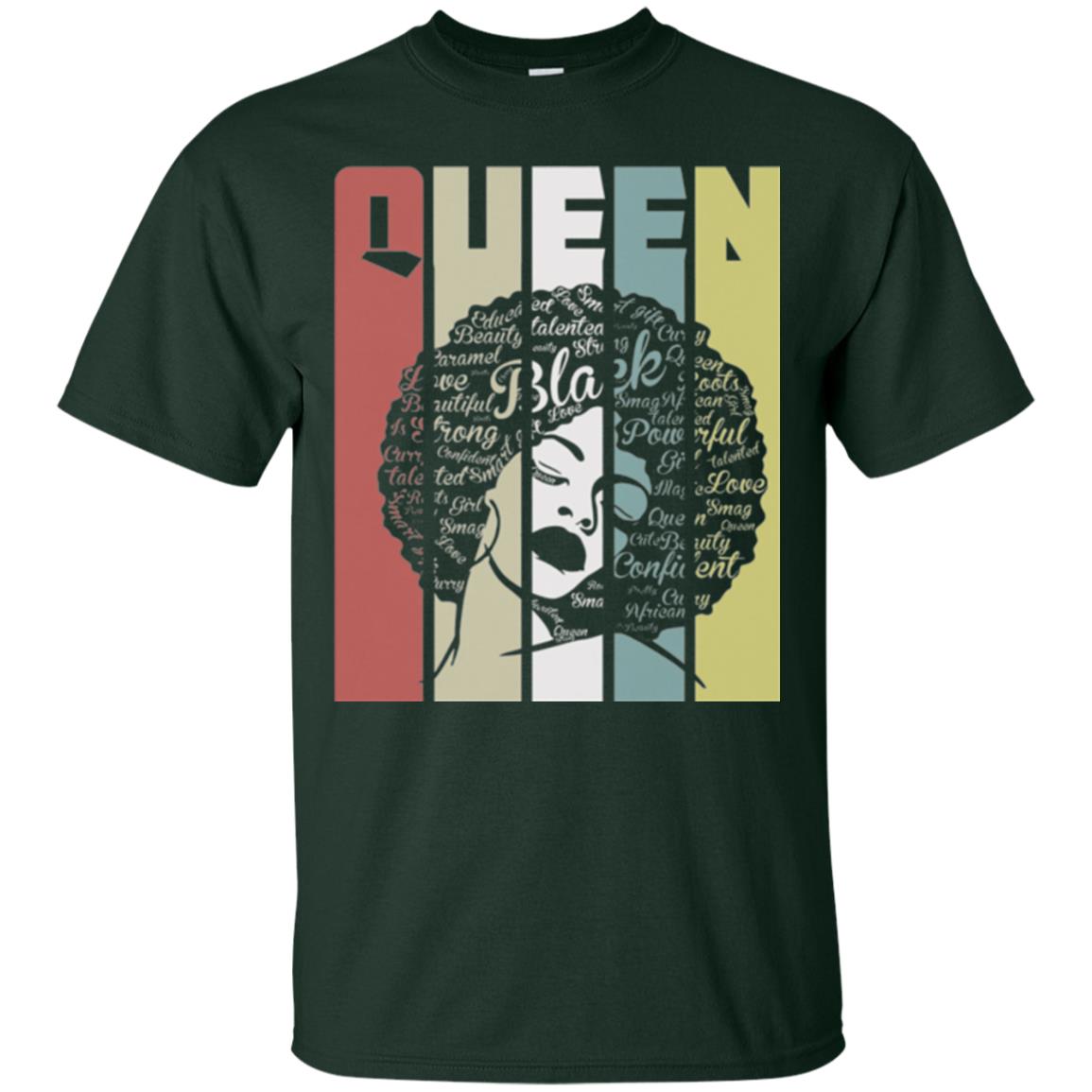 Vintage Retro Strong Black Woman With Natural Hair Afro T-shirt Forest Green