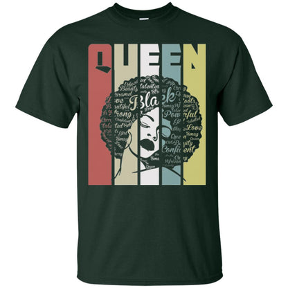 Vintage Retro Strong Black Woman With Natural Hair Afro T-shirt Forest Green
