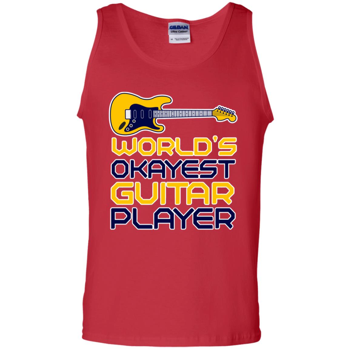 World's Okayest Guitar Player Gift Shirt For Guitarist Red