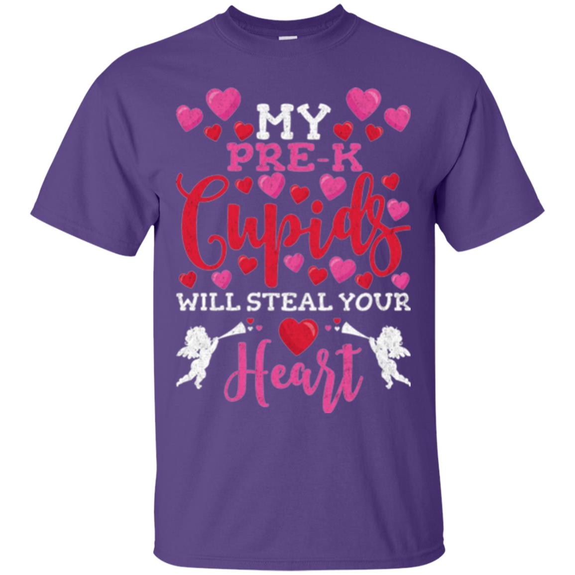 Teacher Valentines Day Shirt My Pre-k Cupids Will Steal Your Heart Purple