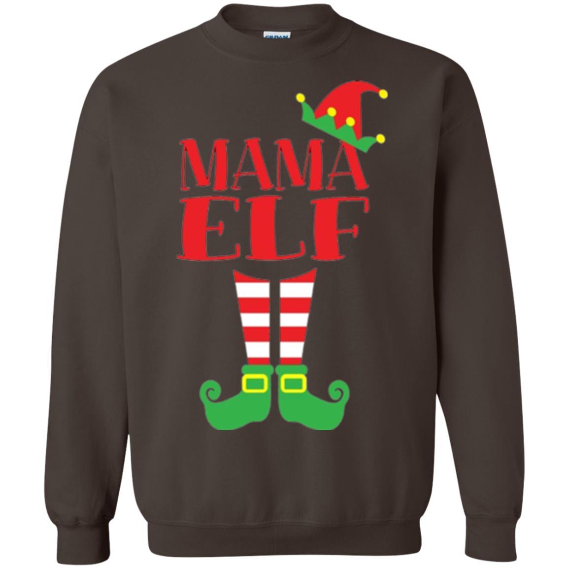 Family Christmas T-shirt Mama Elf T-shirt Dark Chocolate
