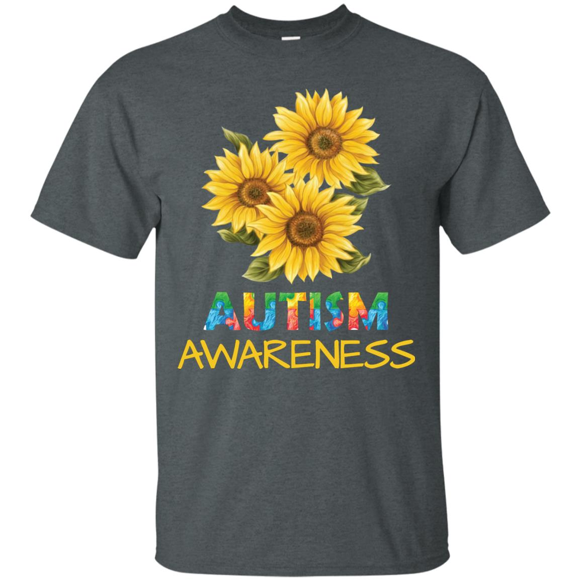Autism Awareness Sunflower Shirt Dark Heather