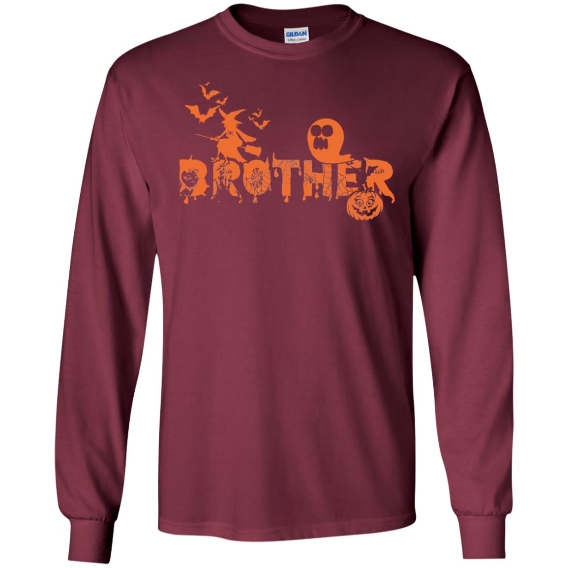 Halloween Pumpkin Brother Family Shirt Maroon
