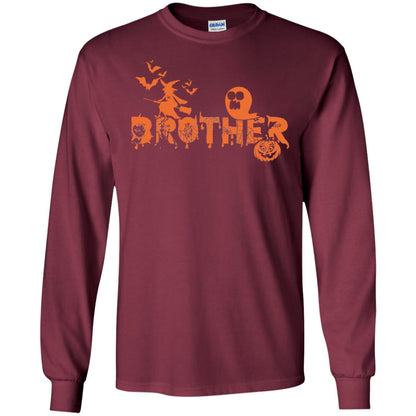 Halloween Pumpkin Brother Family Shirt Maroon