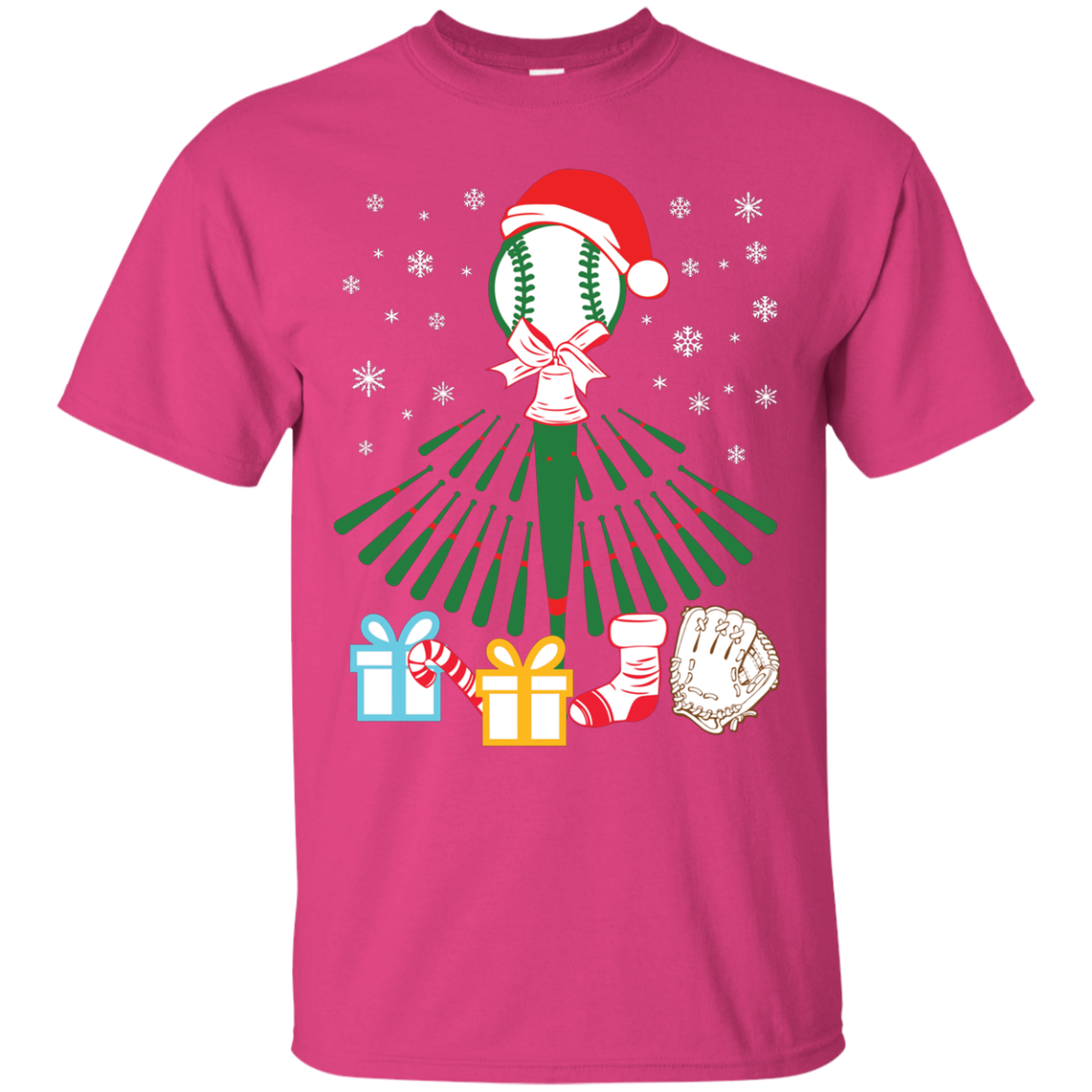 Baseball Christmas T-Shirt Heliconia
