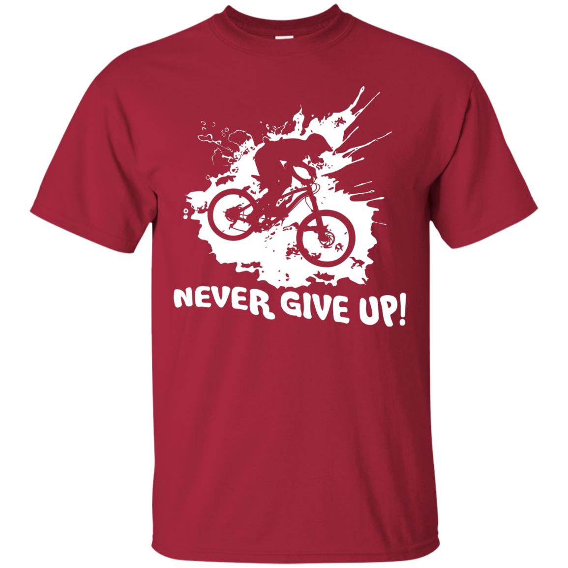 Biker T-shirt Never Give Up Cardinal