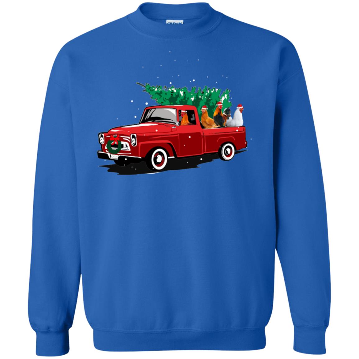 Chickens On Car Merry Christmas Gift Shirt For Mens Womens Royal