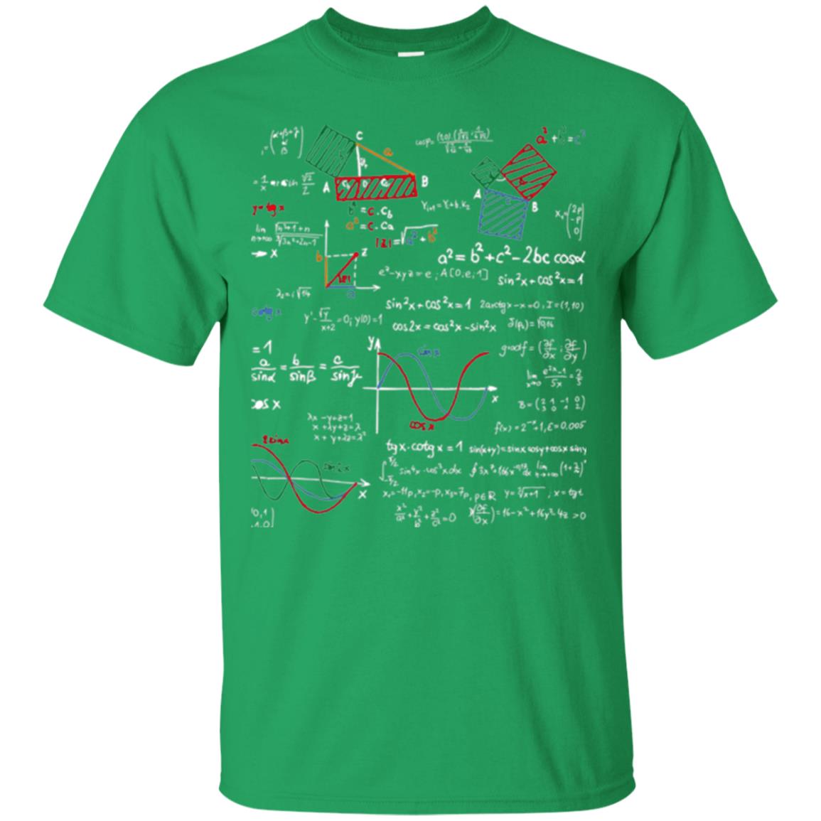 Math Lover T-shirt Formulas Cheat Sheet Irish Green