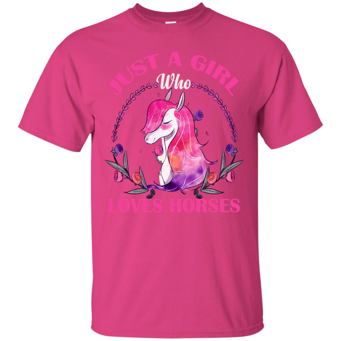 Just A Girl Who Loves Horses Lovely Horses Gift Shirt For Girls Heliconia