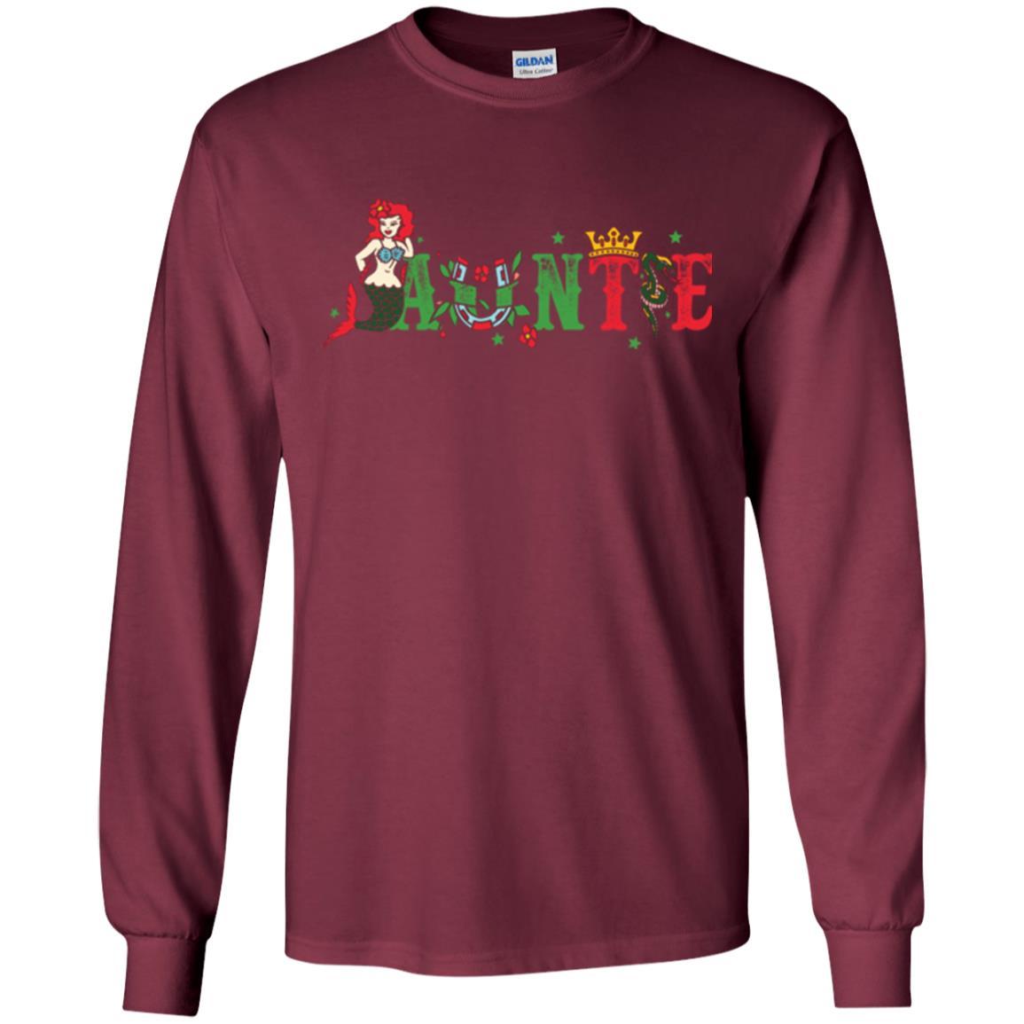 Aunt T-shirt Mermaid Auntie T-shirt Maroon