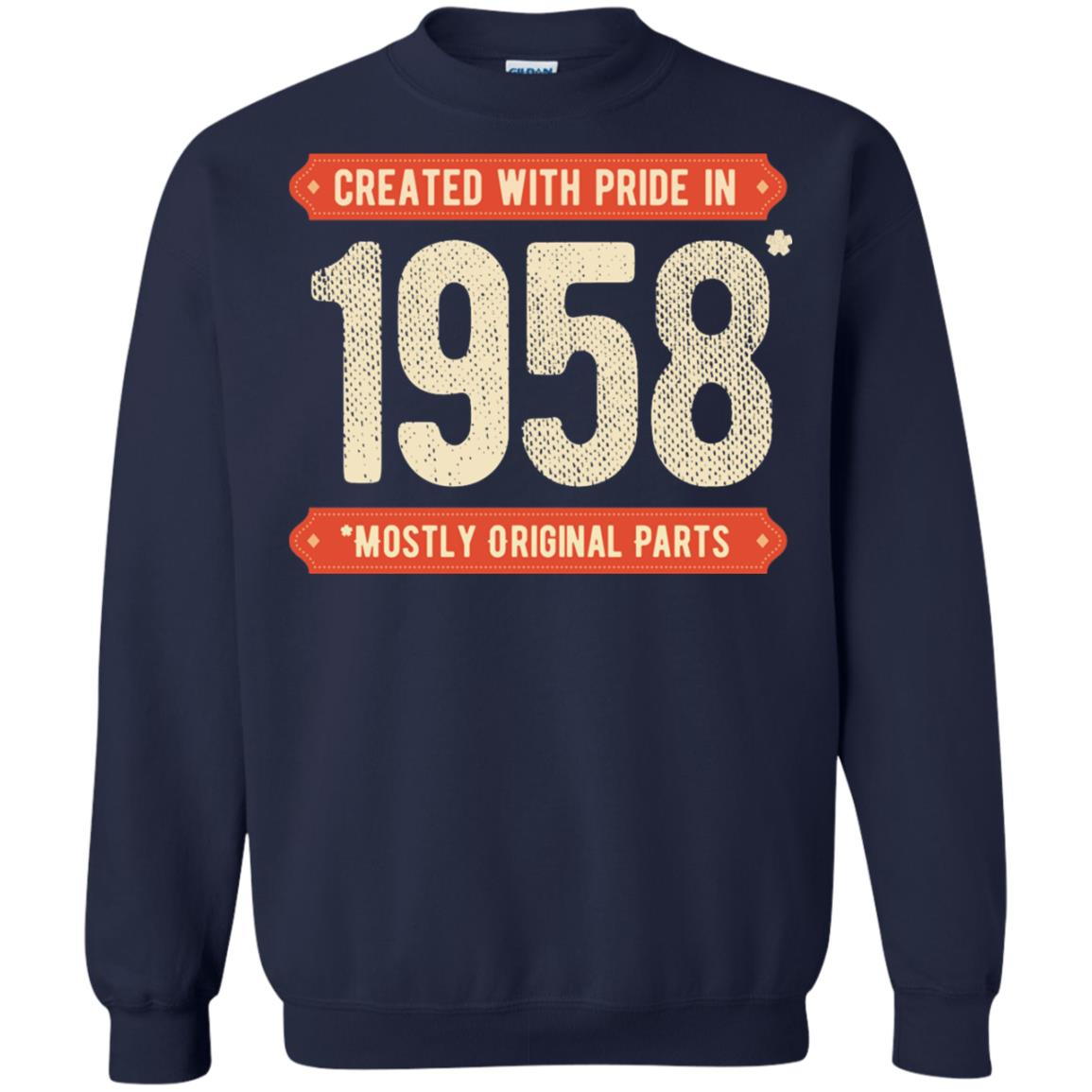 Created With Pride In 1958 Mostly Original Parts 60th Birthday T-shirt Navy