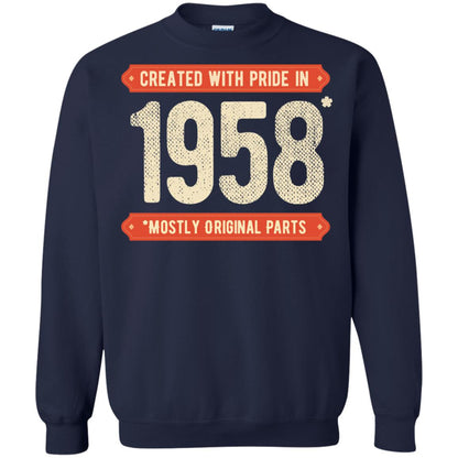 Created With Pride In 1958 Mostly Original Parts 60th Birthday T-shirt Navy