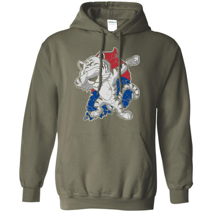 Dabbing White Tiger South Korea Flag T-shirt Military Green