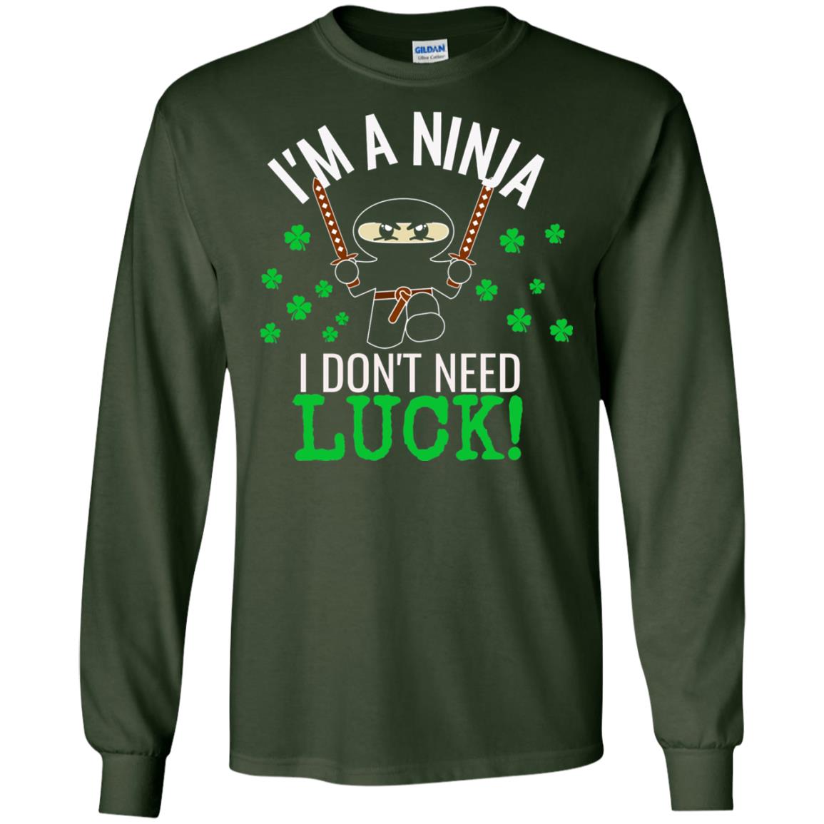 Ninja Luck Green St. Patrick_s Day T-shirt Forest Green