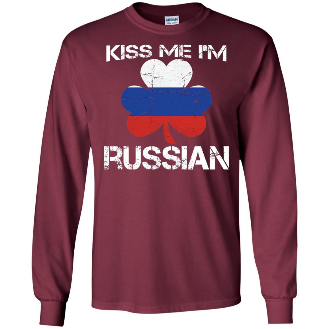 Kiss Me Russian Distressed St. Patrick_s Day 2018 T-shirt Maroon