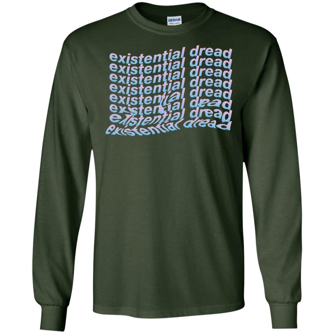 Existential Dread Waves Melting Distortion Aesthetic T-shirt Forest Green
