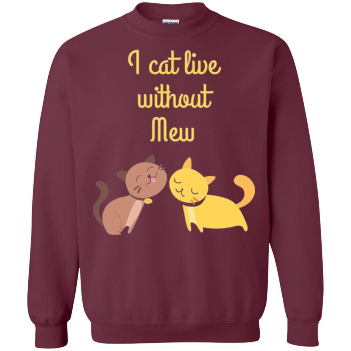 Cat Lover T-shirt I Cat Live Without Mew Maroon