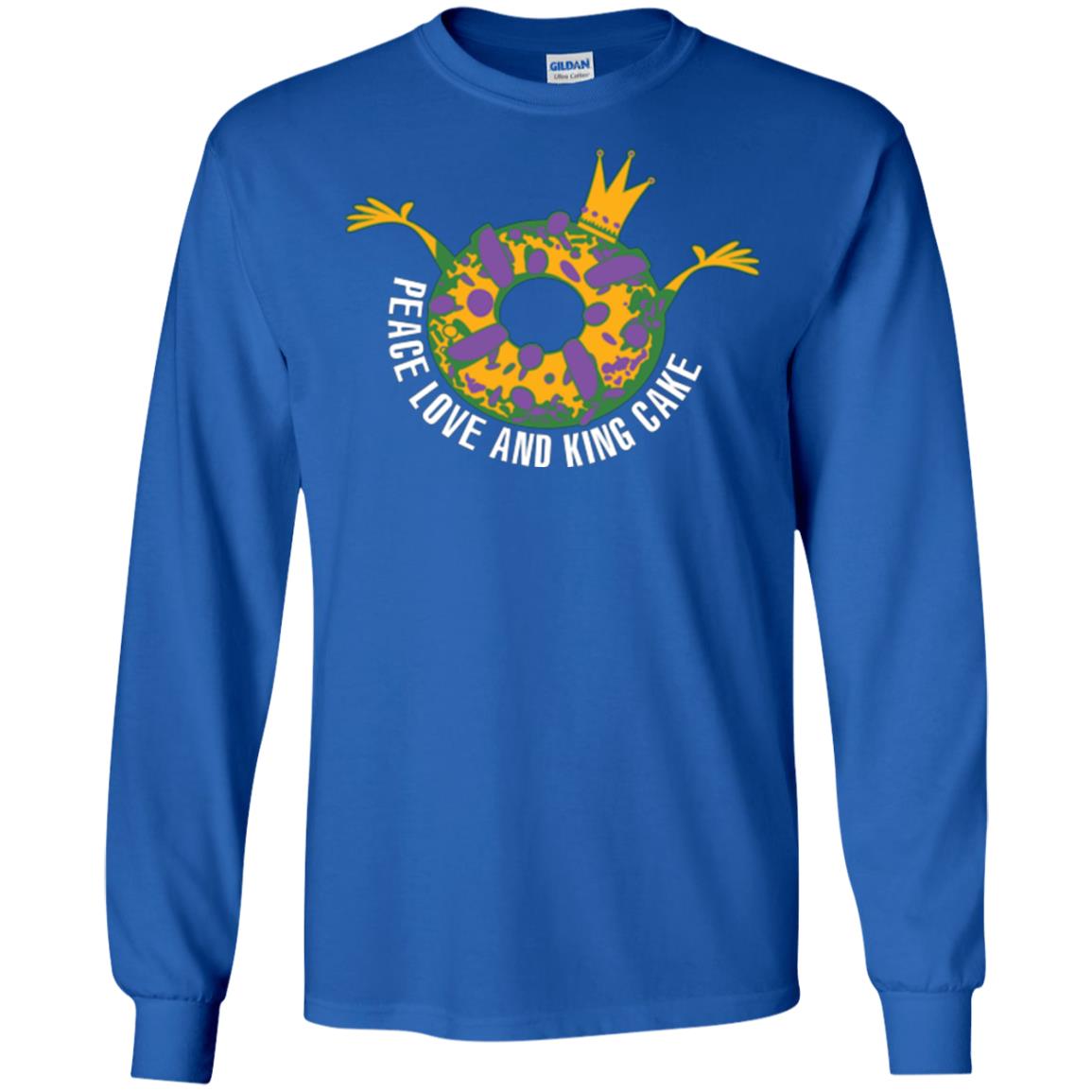 Mardi Gras T-shirt Peace Love And King Cake Royal