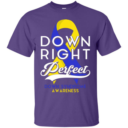 Down Right Perfect Down Syndrome Awareness T-shirt Purple