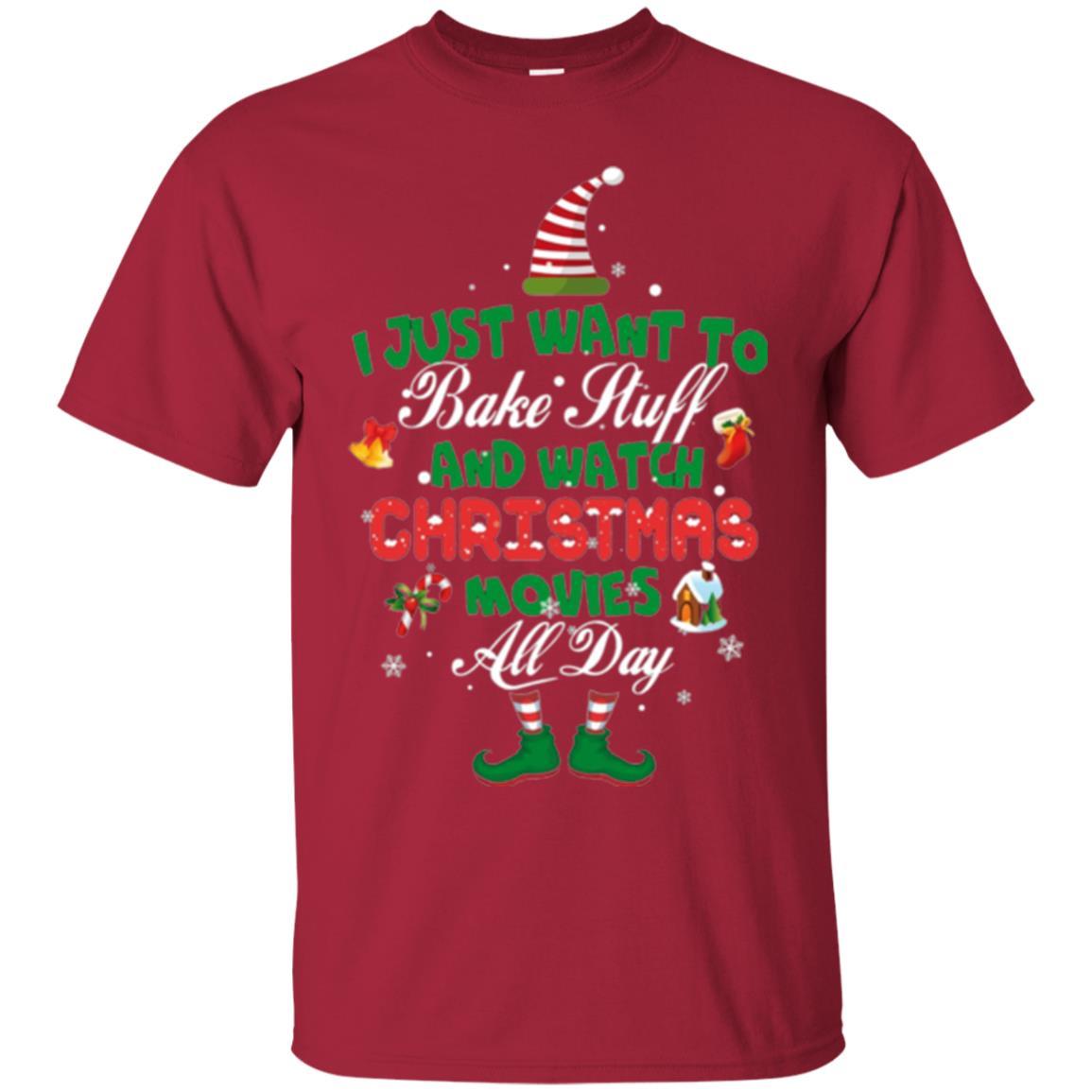 Christmas T-shirt I Just Want To Bake Stuff And Watch Christmas Movies Cardinal